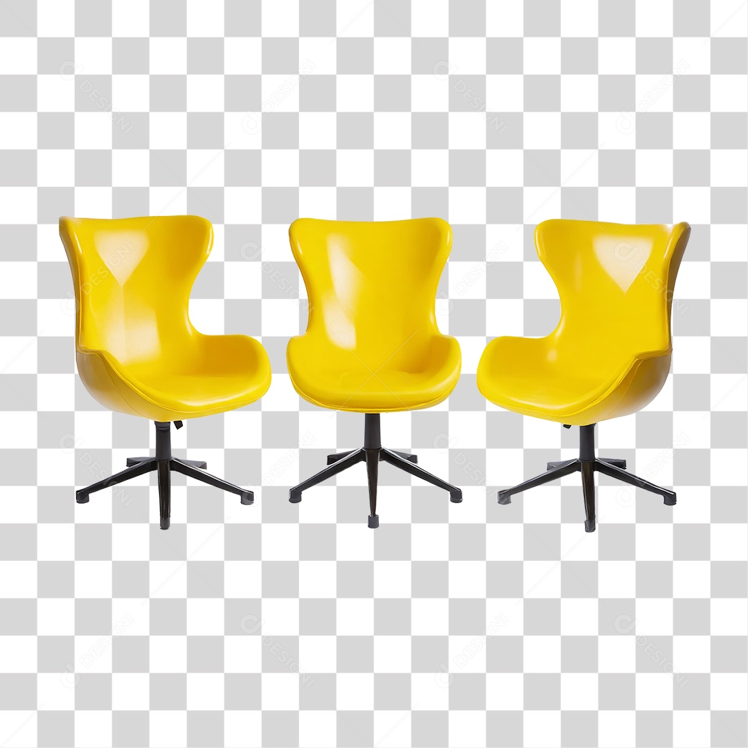 Cadeira de Plástico Amarela PNG Transparente