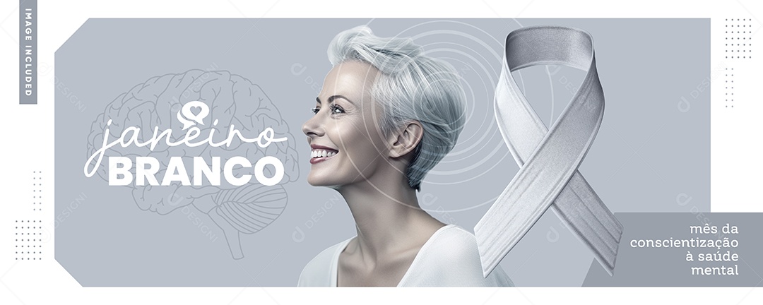 Banner Janeiro Branco Mês de Conscientização Sobre à Saúde Mental Social Media PSD Editável