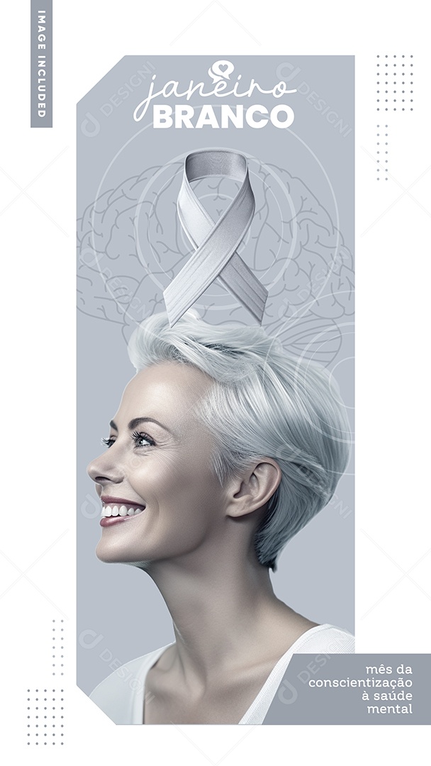 Story Janeiro Branco Mês de Conscientização Sobre à Saúde Mental Social Media PSD Editável