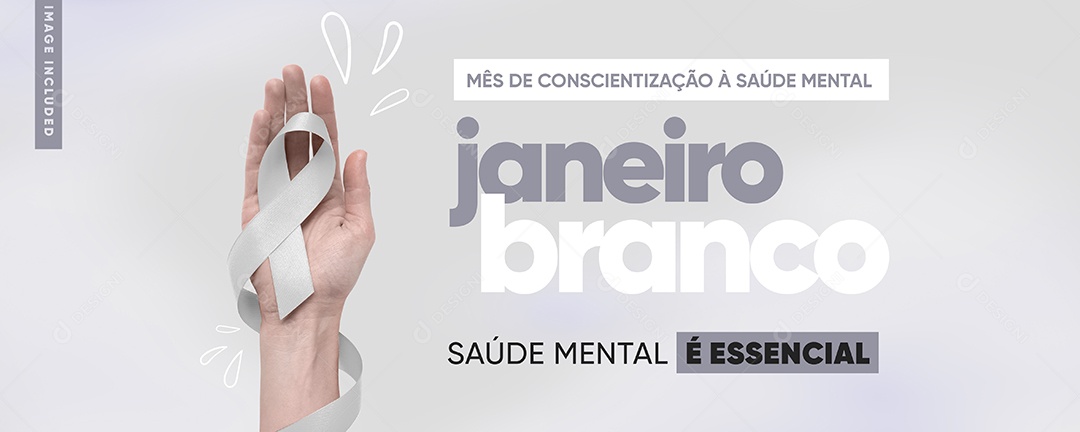 Social Media Banner Janeiro Branco Mês da Conscientização à Saúde Mental PSD Editável