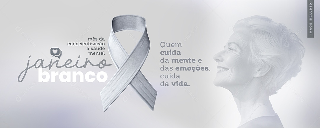 Banner Janeiro Branco Mês da Conscientização à Saúde Mental Social Media PSD Editável