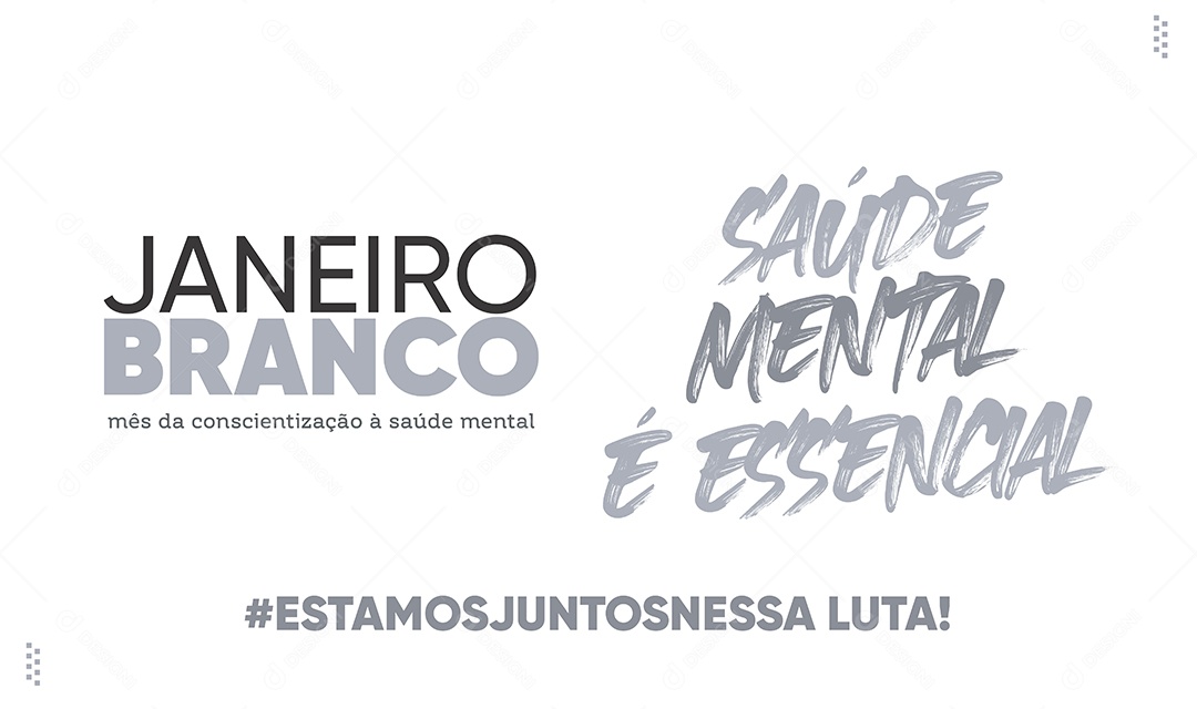 Banner Janeiro Branco Saúde Mental é Essencial Social Media PSD Editável