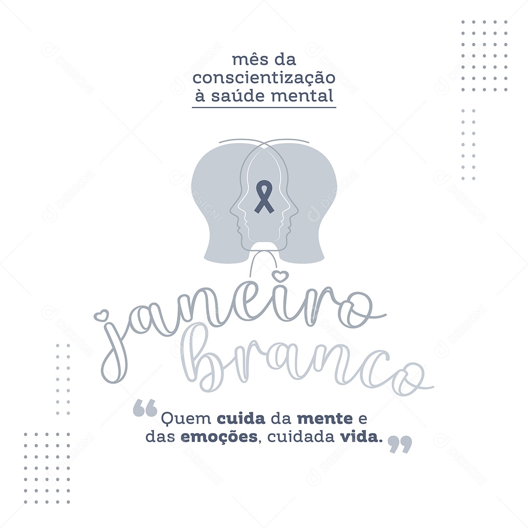 Janeiro Branco Mês da Conscientização à Saúde Mental Social Media PSD Editável