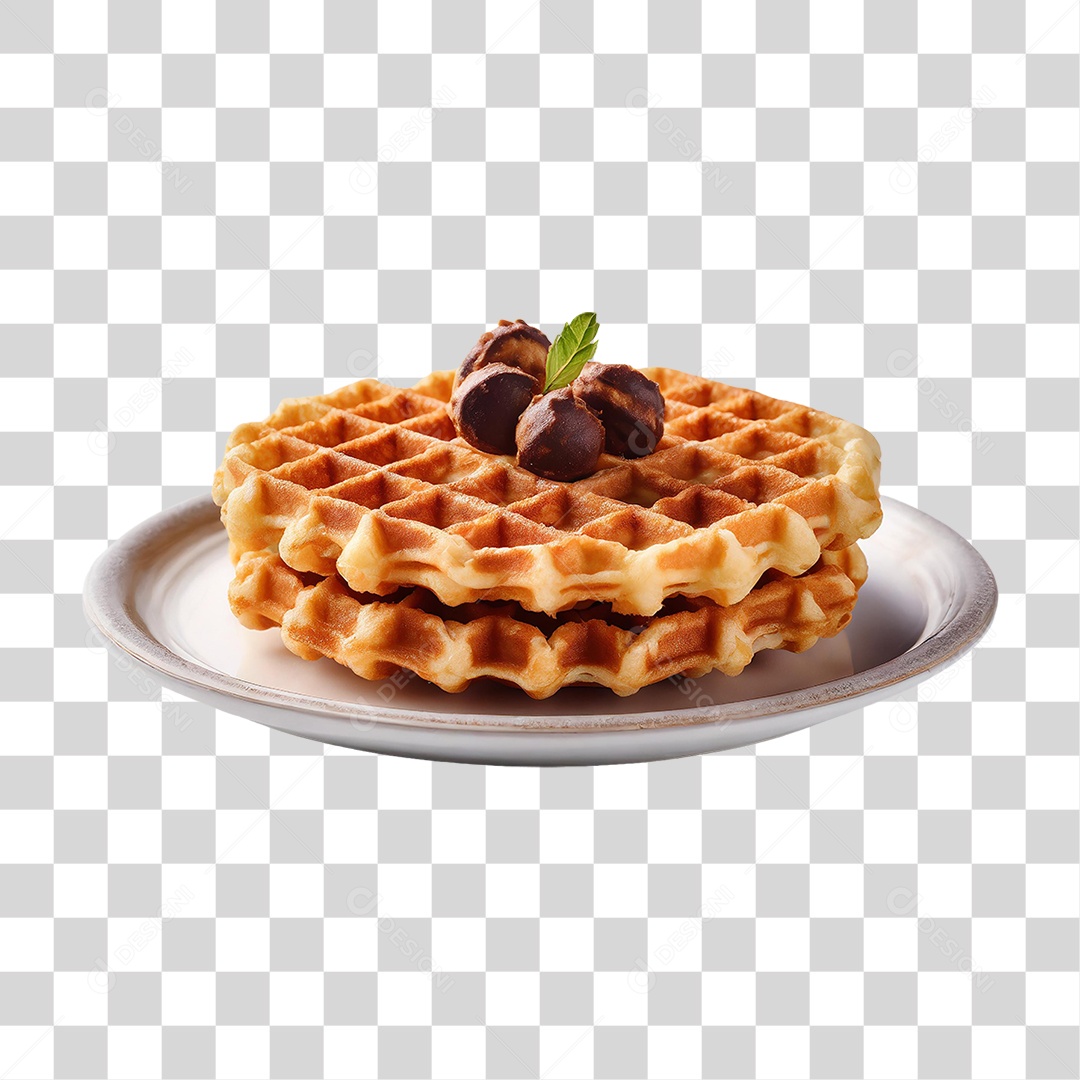 Waffle Redondo Massa PNG Transparente