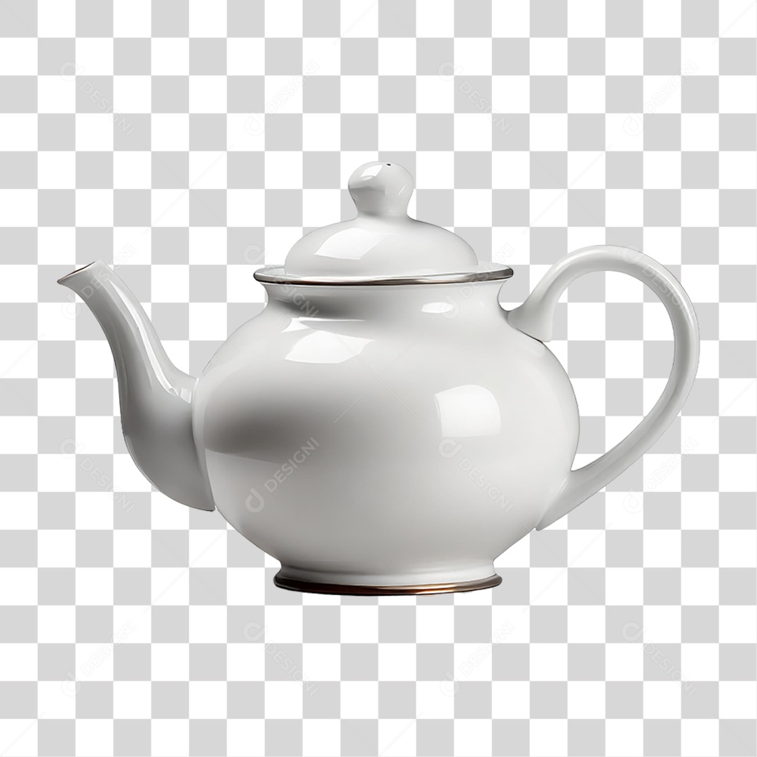 Bule de Cerâmica Branco PNG Transparente