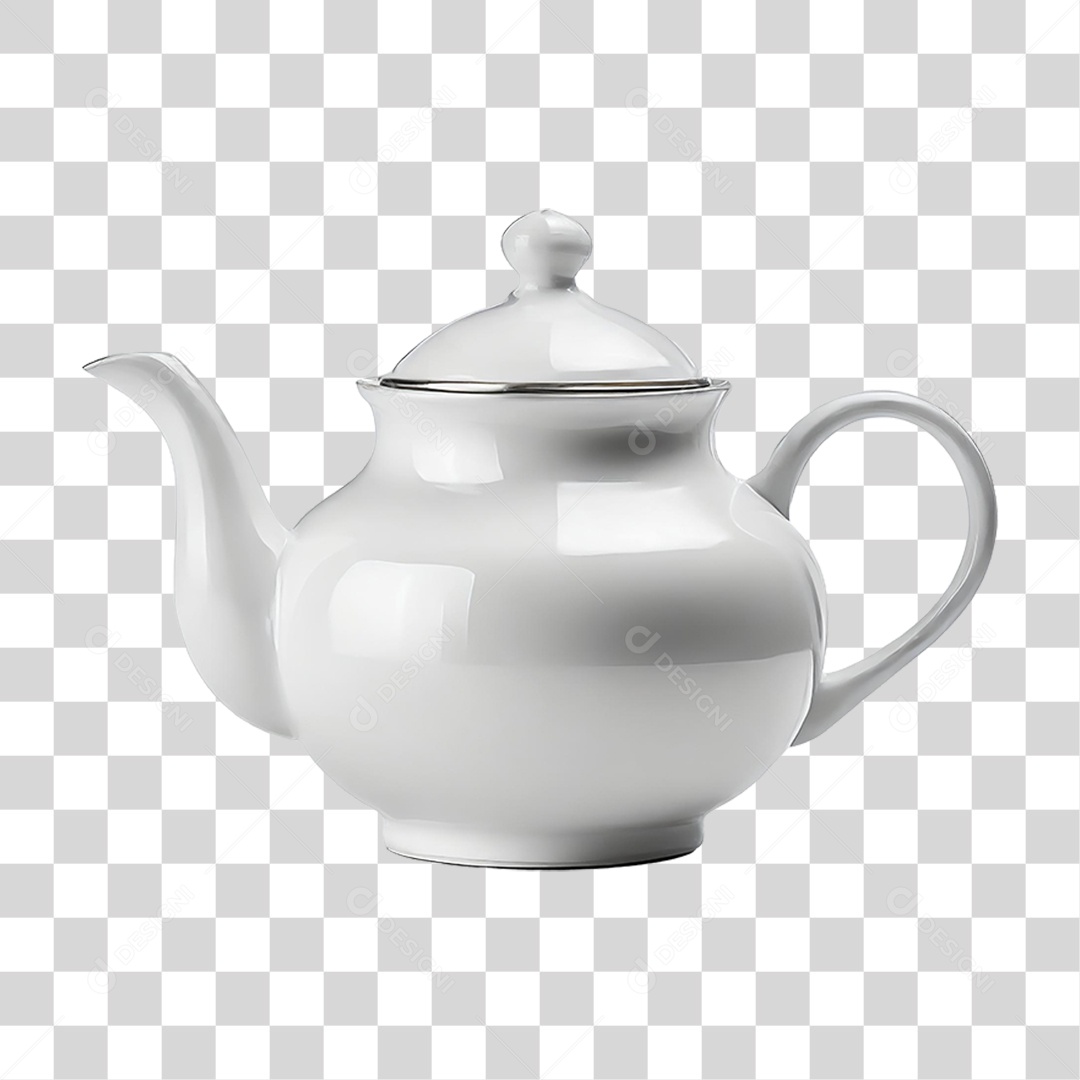 Bule de Cerâmica Branco PNG Transparente