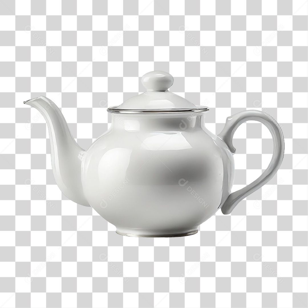 Bule de Cerâmica Branco PNG Transparente