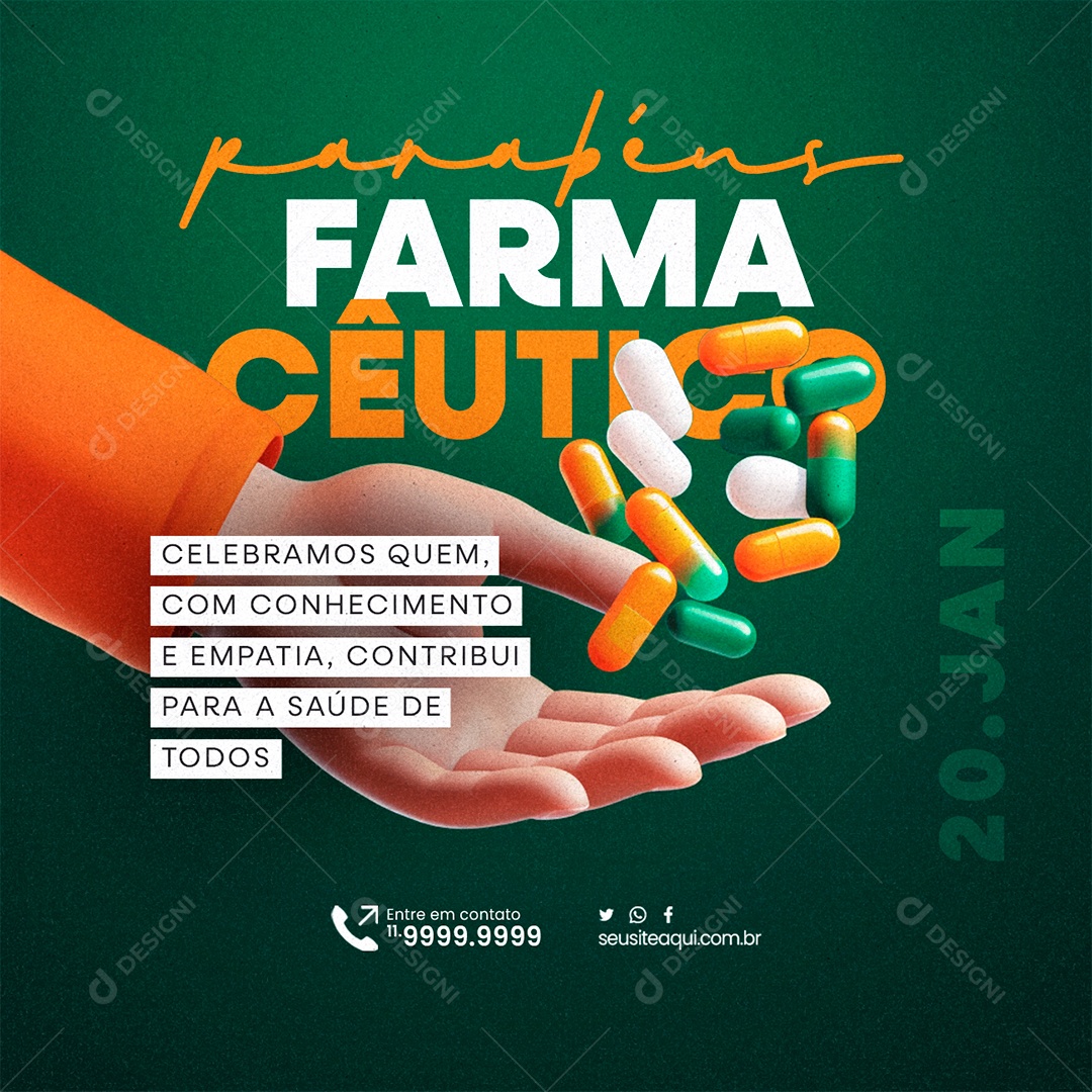 Dia Do Farmacêutico 20 De Janeiro Social Media PSD Editável