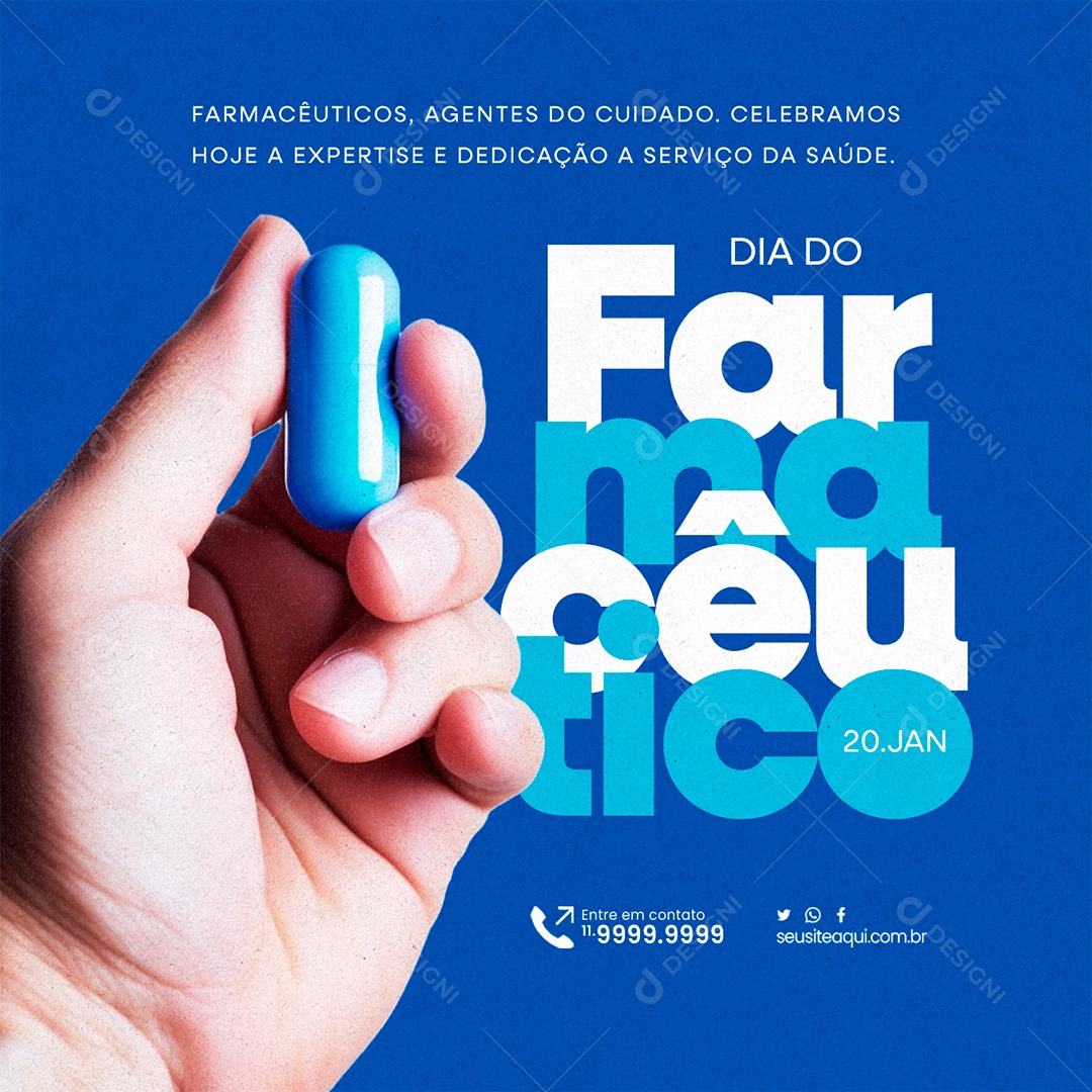 Dia Do Farmacêutico 20 De Janeiro Agendes do Cuidado Social Media PSD Editável