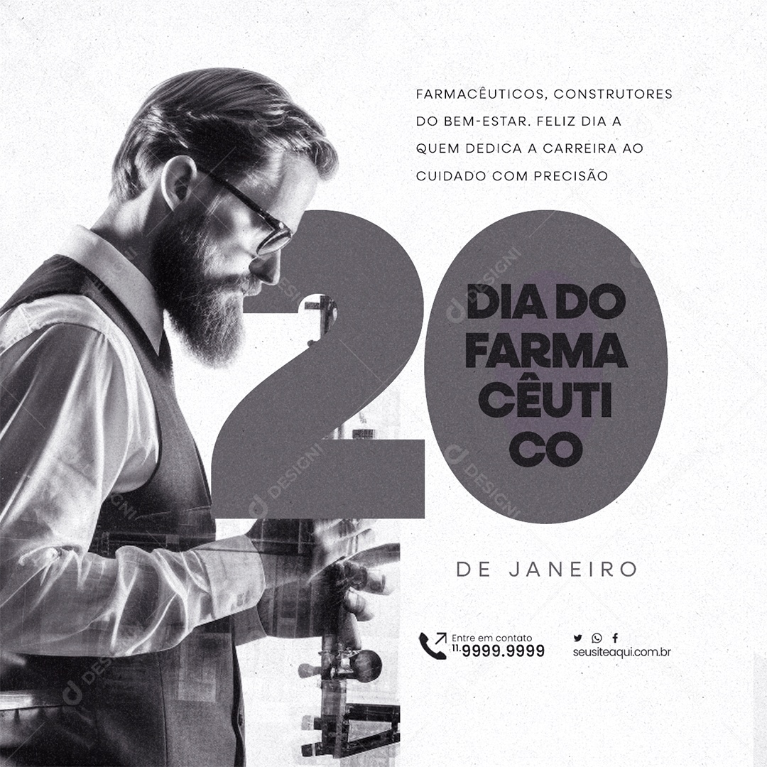 Dia Do Farmacêutico 20 De Janeiro Construtores do Bem Estar Social Media PSD Editável