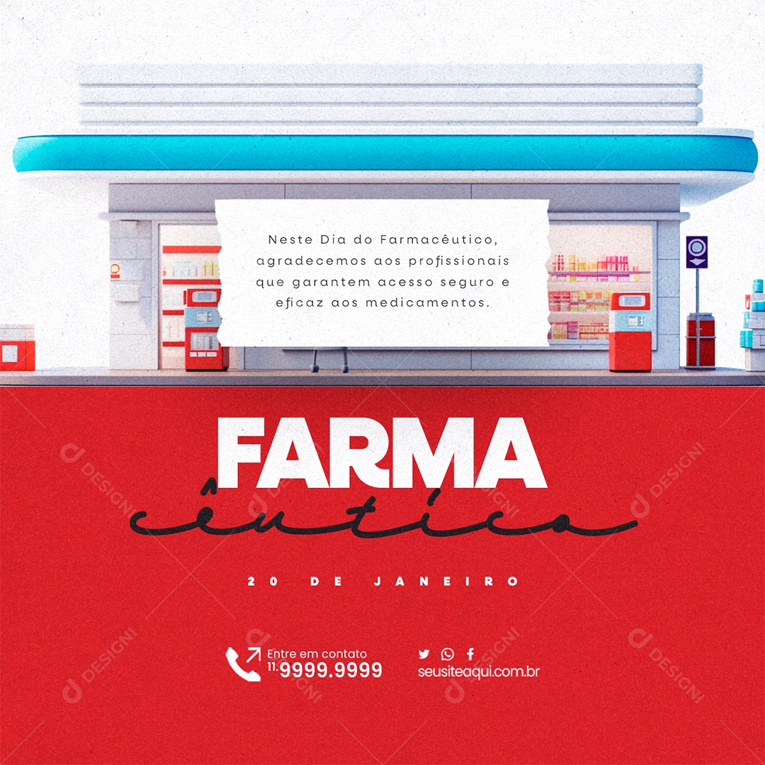 Dia Do Farmacêutico 20 De Janeiro agradecemos aos profissionais Social Media PSD Editável