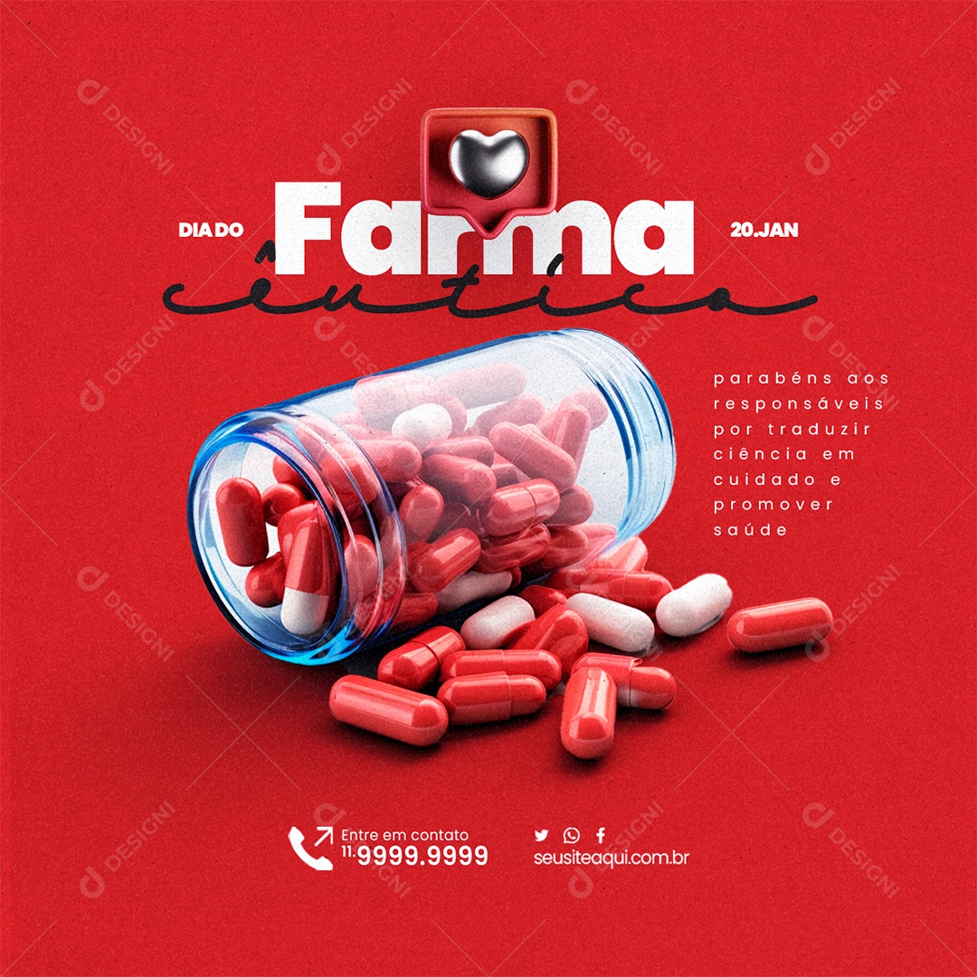 Dia Do Farmacêutico 20 De Janeiro parabéns aos responsáveis Social Media PSD Editável