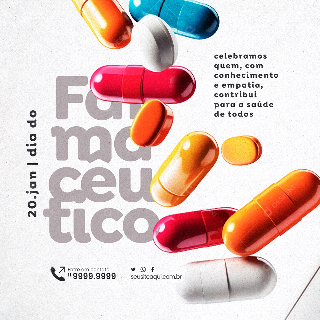 Dia Do Farmacêutico 20 De Janeiro Celebramos quem com conhecimento e empatia Social Media PSD Editável