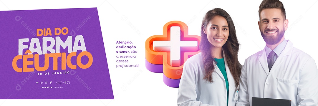 Carrossel Dia Do Farmacêutico 20 De Janeiro Atenção Dedicação Social Media PSD Editável