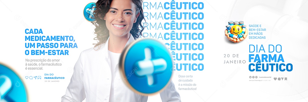 Carrossel Dia Do Farmacêutico 20 De Janeiro Um Passo para o Bem Estar Social Media PSD Editável