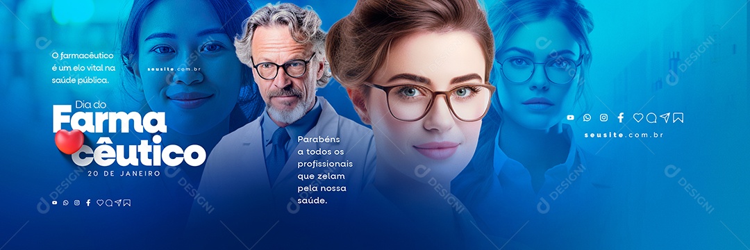 Carrossel Dia Do Farmacêutico 20 De Janeiro Parabéns a todos os profissionais Social Media PSD Editável