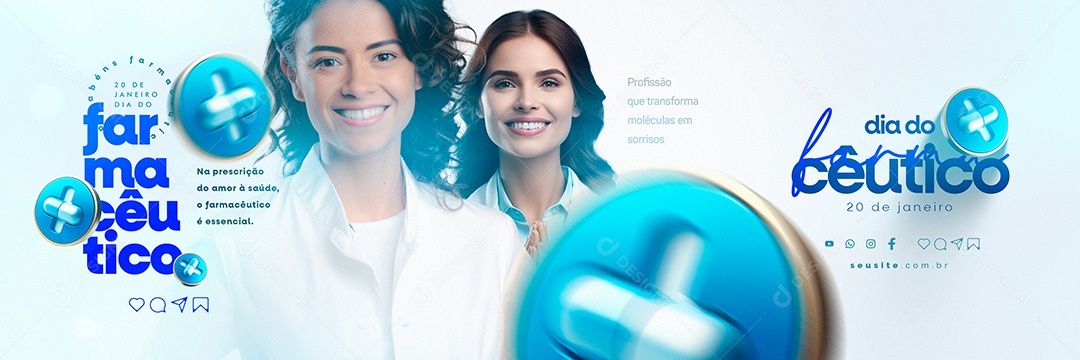 Carrossel Dia Do Farmacêutico 20 De Janeiro Profissão que transforma Social Media PSD Editável
