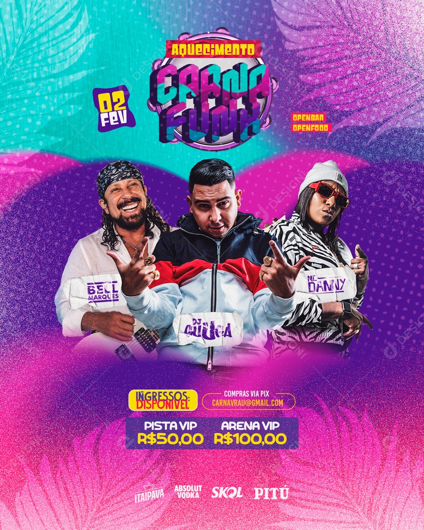 Social Media Flyer Story Aquecimento Carna Funk PSD Editável