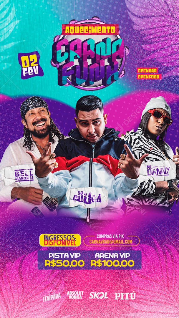 Social Media Flyer Story Aquecimento Carna Funk PSD Editável