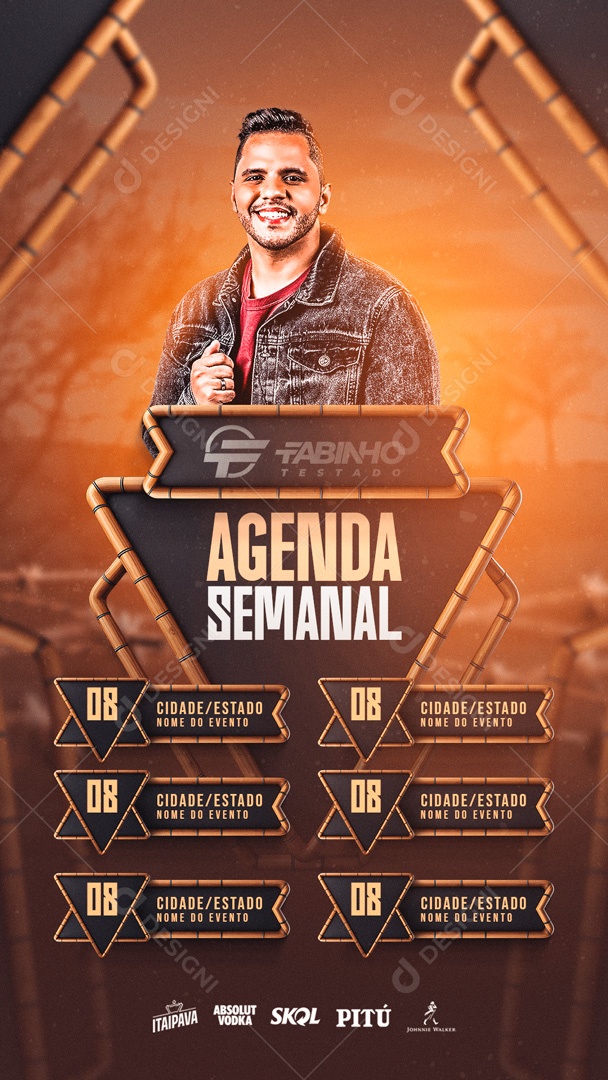 Social Media Flyer Story Agenda Semanal PSD Editável