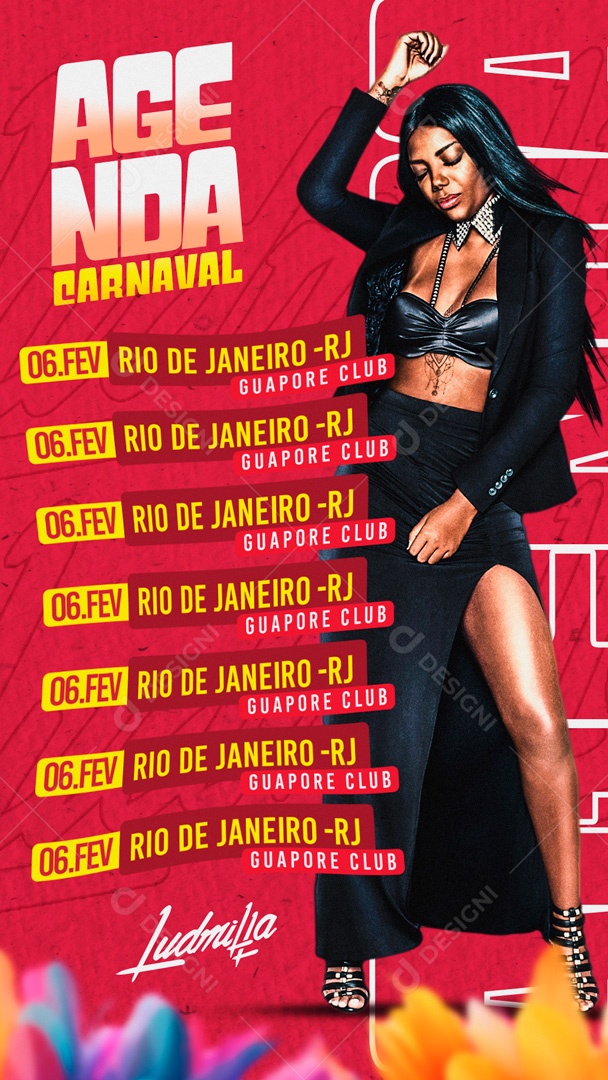 Social Media Flyer Story Agenda Carnaval Ludmilla PSD Editável
