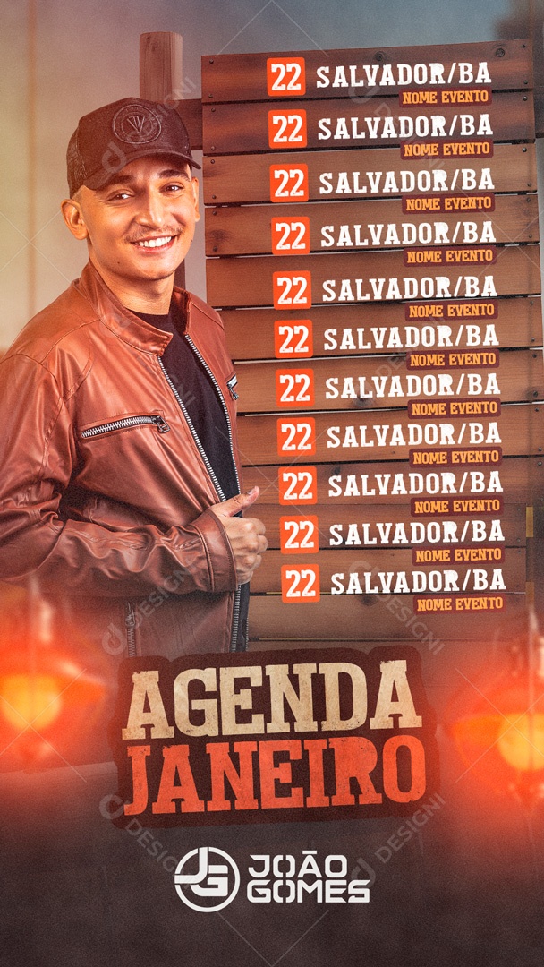 Flyer Story Agenda Janeiro João Gomes Social Media PSD Editável