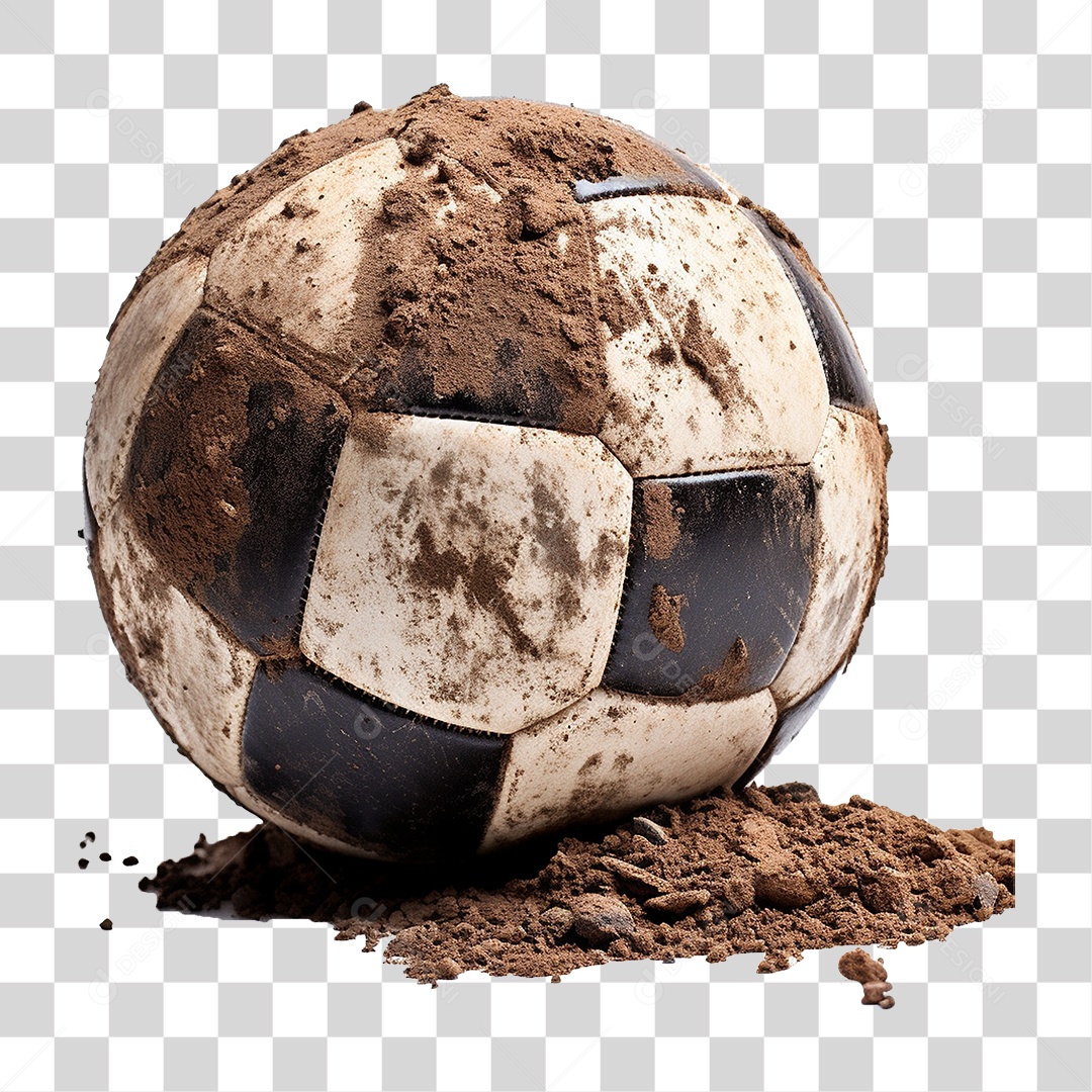 Bola de Futebol Coberta de Sujeira PNG Transparente