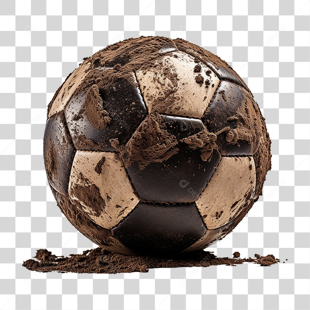 Bola de Futebol Coberta de Sujeira PNG Transparente
