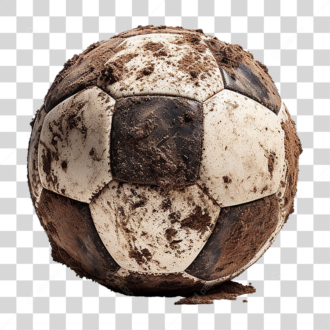 Bola de Futebol Coberta de Sujeira PNG Transparente