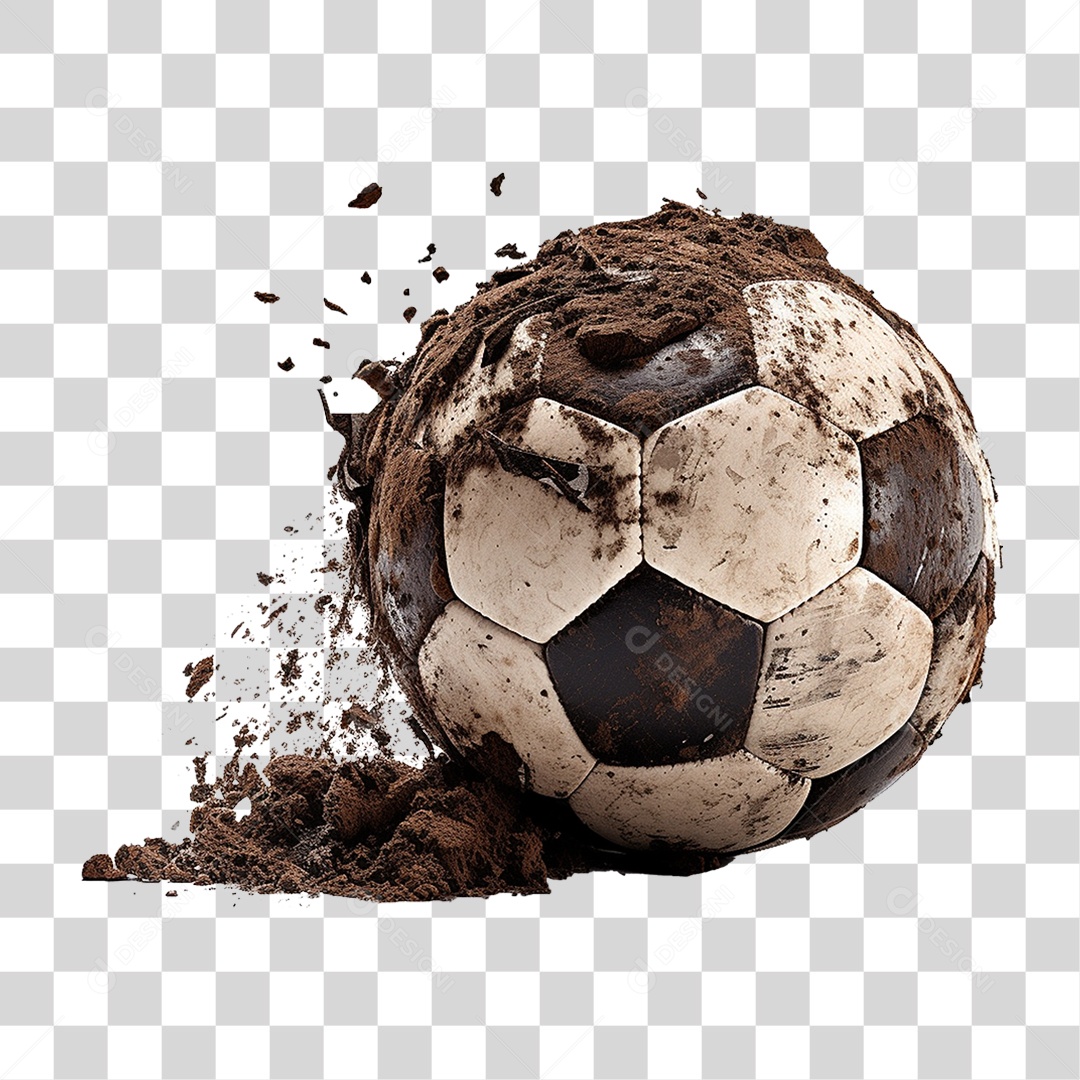 Bola de Futebol Coberta de Sujeira PNG Transparente