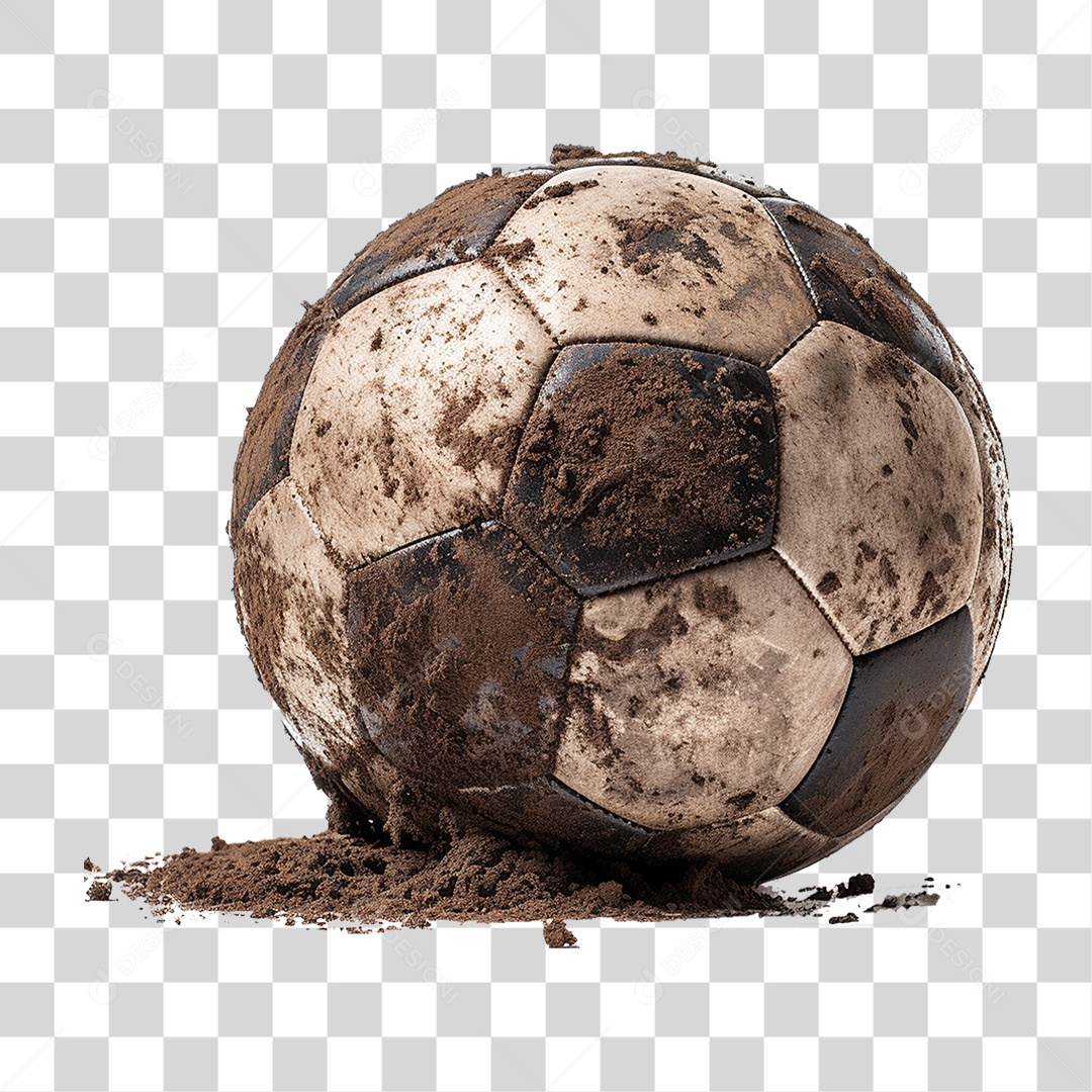 Bola de Futebol Coberta de Sujeira PNG Transparente