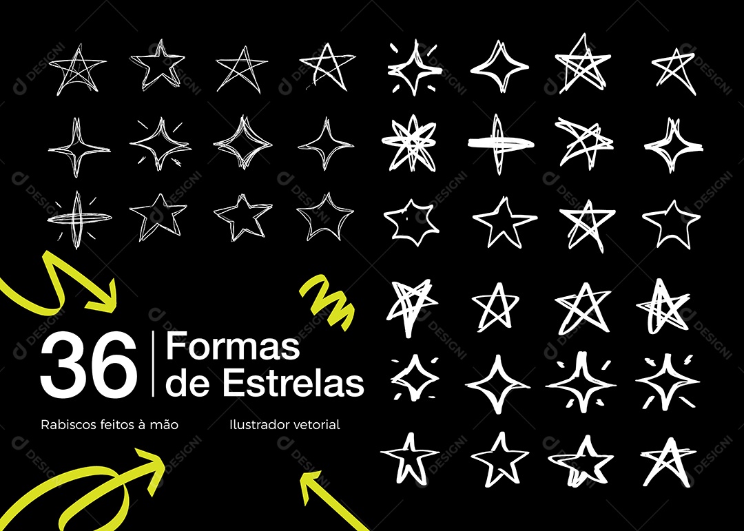 Conjunto de 36 Formas de Estrelas Vetor EPS