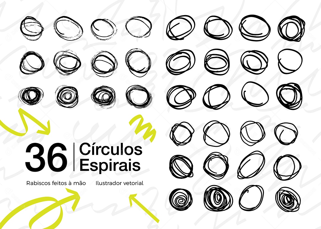 Conjunto de 36 Círculos Espirais Vetor EPS