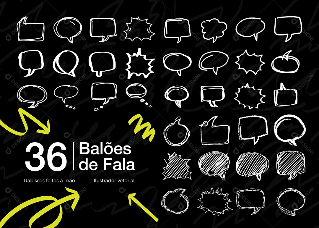 Conjunto de 36 Balões de Falas Vetor EPS