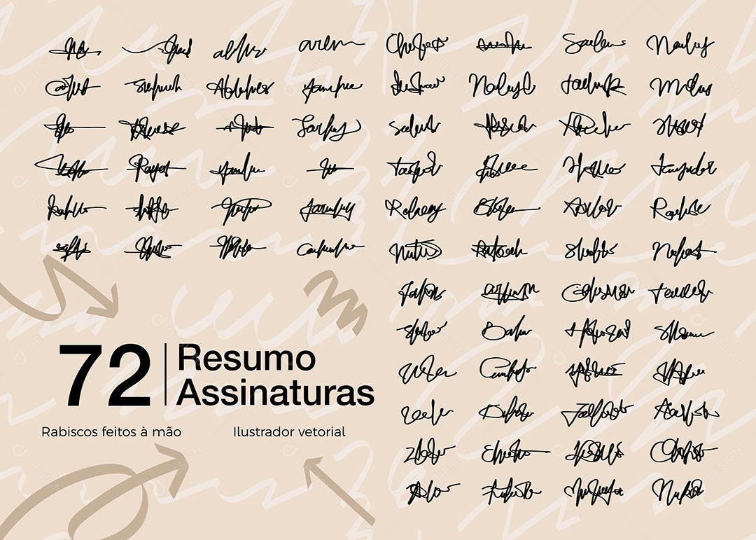 Conjunto de 72 Modelo Assinaturas Vetor EPS