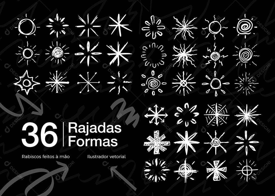 Conjunto de 36 Rajadas e Formas Vetor EPS