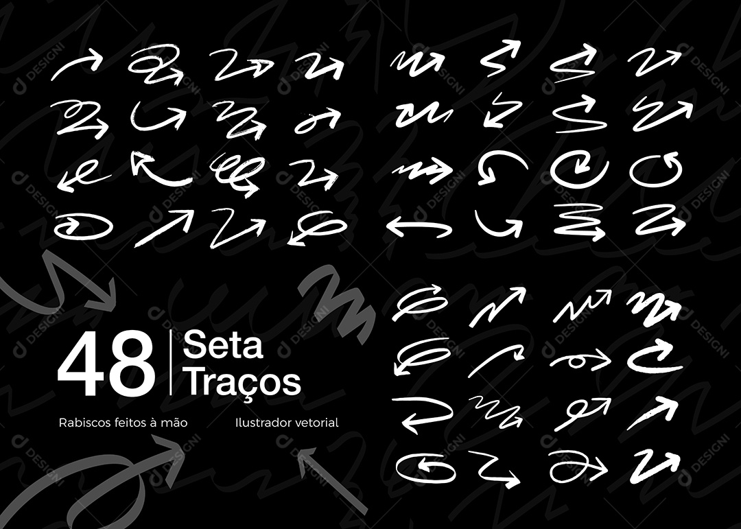 Conjunto de 48 Setas e Traços Vetor EPS