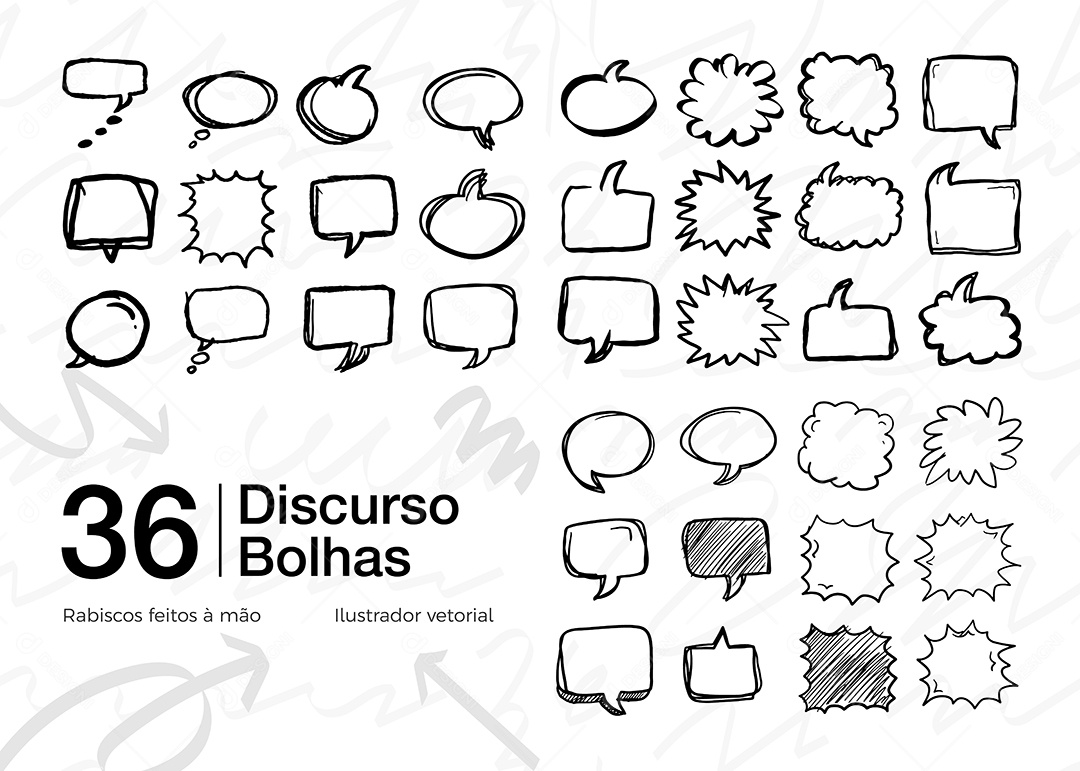 Conjunto de 36 Bolhas de Discurso Vetor EPS