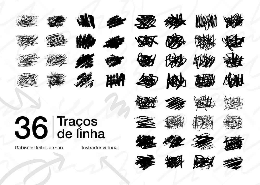 Conjunto de 36 Traços de Linha Vetor EPS