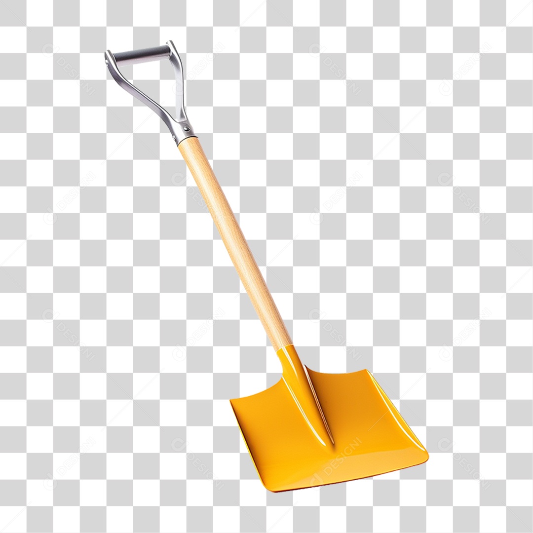 Pá de Metal com Cabo de Madeira PNG Transparente