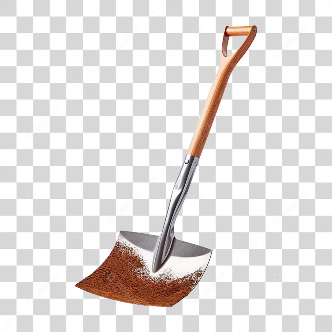 Pá de Metal com Cabo de Madeira PNG Transparente