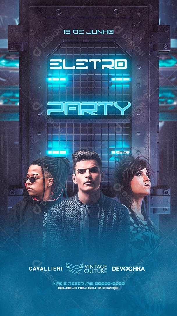 Social Media Story Flyer Eletro Party PSD Editável