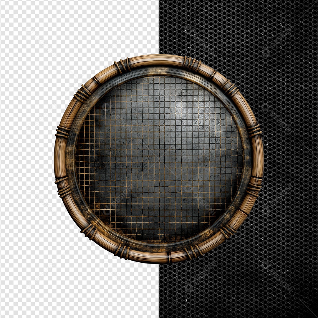 Moldura De Ferro Circular Elemento 3D Para Composição PSD