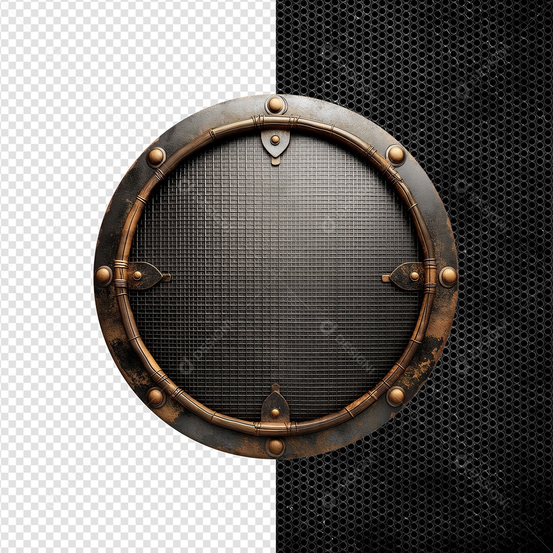 Moldura De Ferro Circular Elemento 3D Para Composição PSD