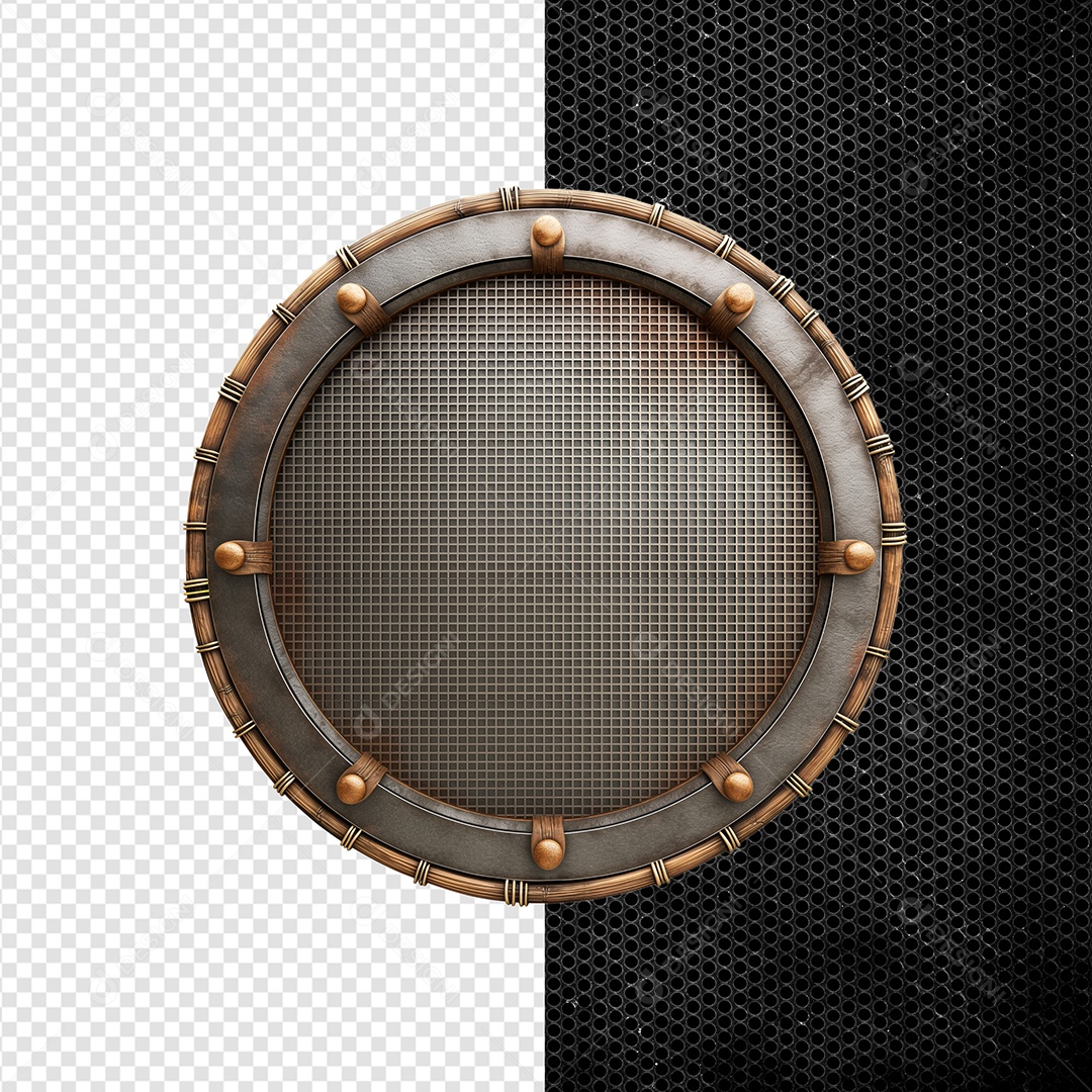 Moldura De Ferro Circular Elemento 3D Para Composição PSD