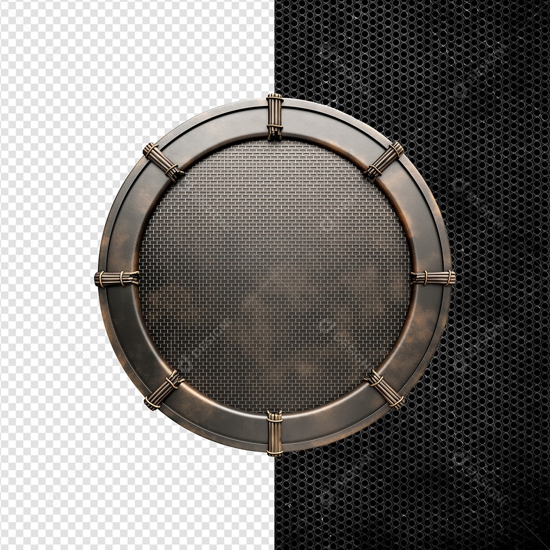 Moldura De Ferro Circular Elemento 3D Para Composição PSD