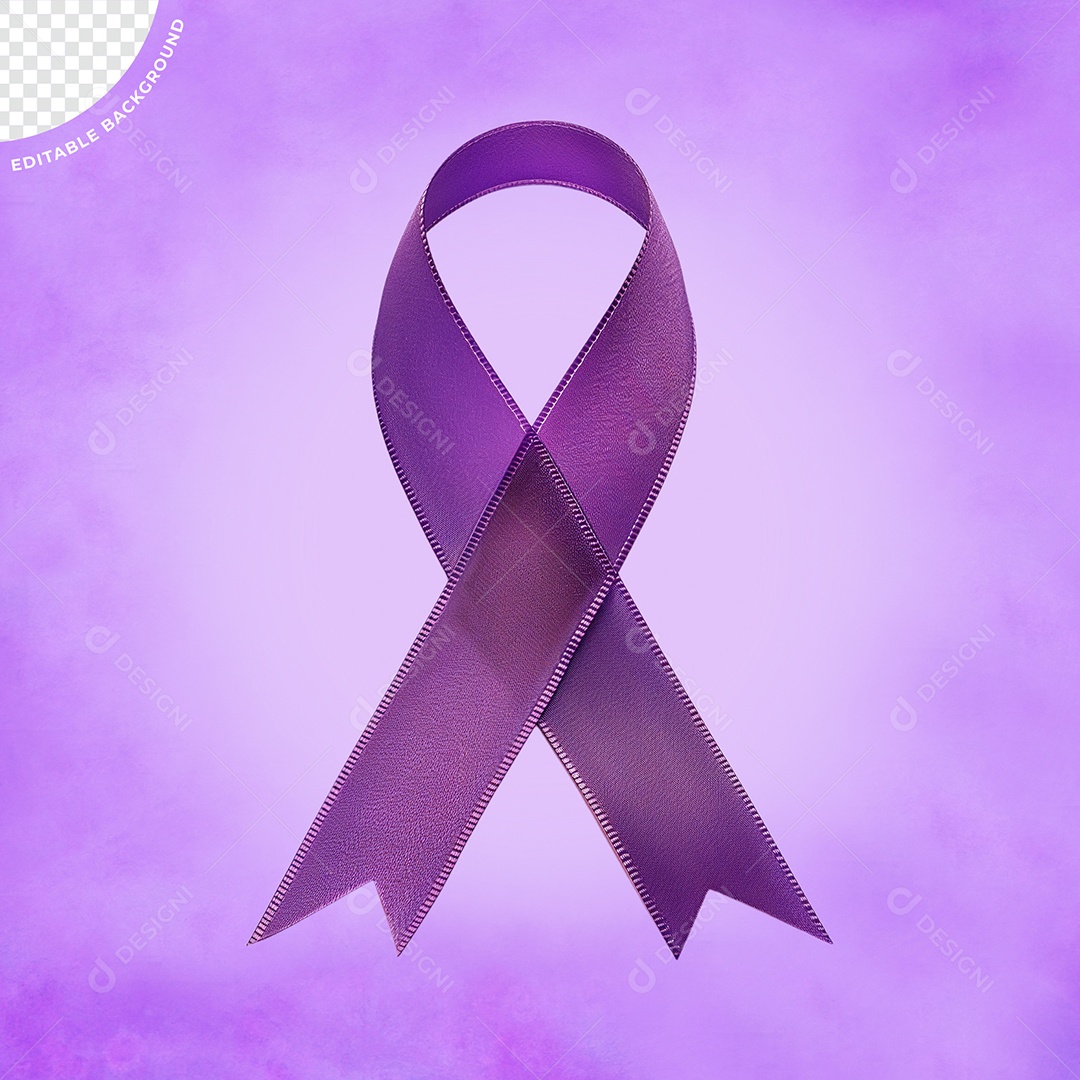 Elemento 3D Laço Roxo Janeiro Roxo Para Composição PSD