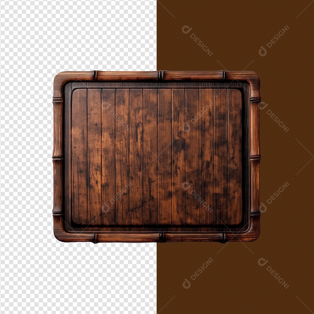 Elemento 3D Moldura De Madeira Para Composição PSD