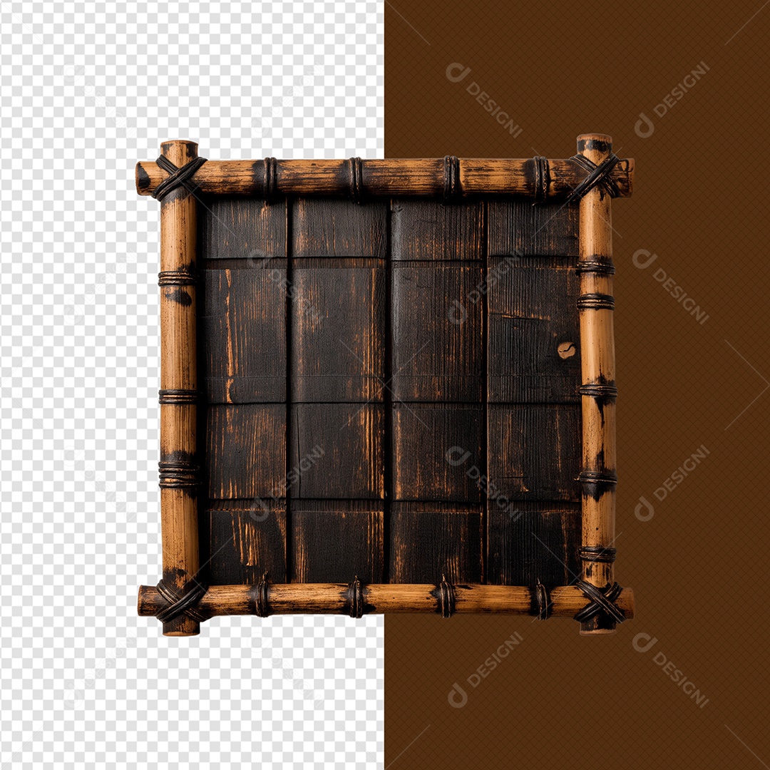 Elemento 3D Moldura De Madeira Quadrada Para Composição PSD