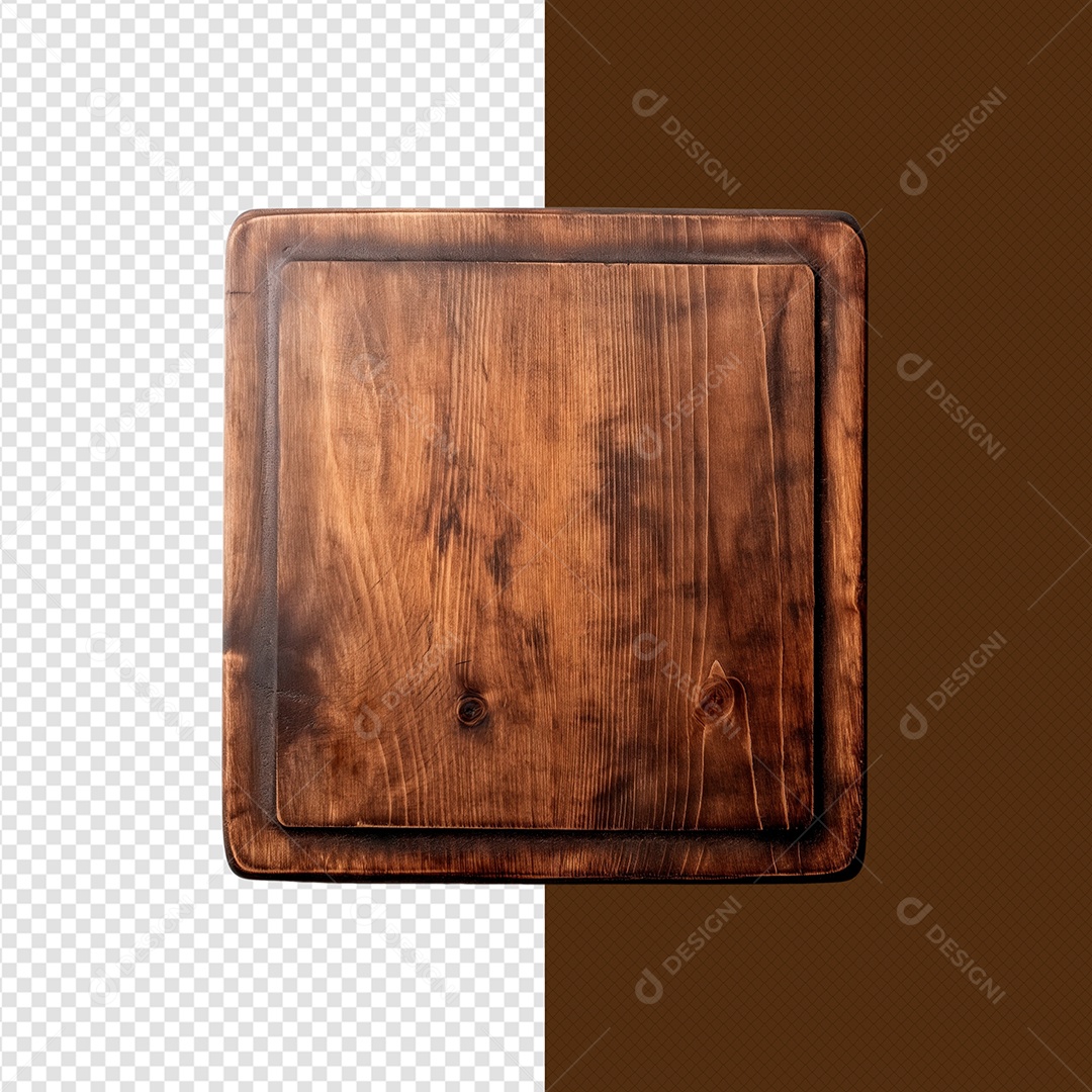 Elemento 3D Moldura De Madeira Quadrada Para Composição PSD